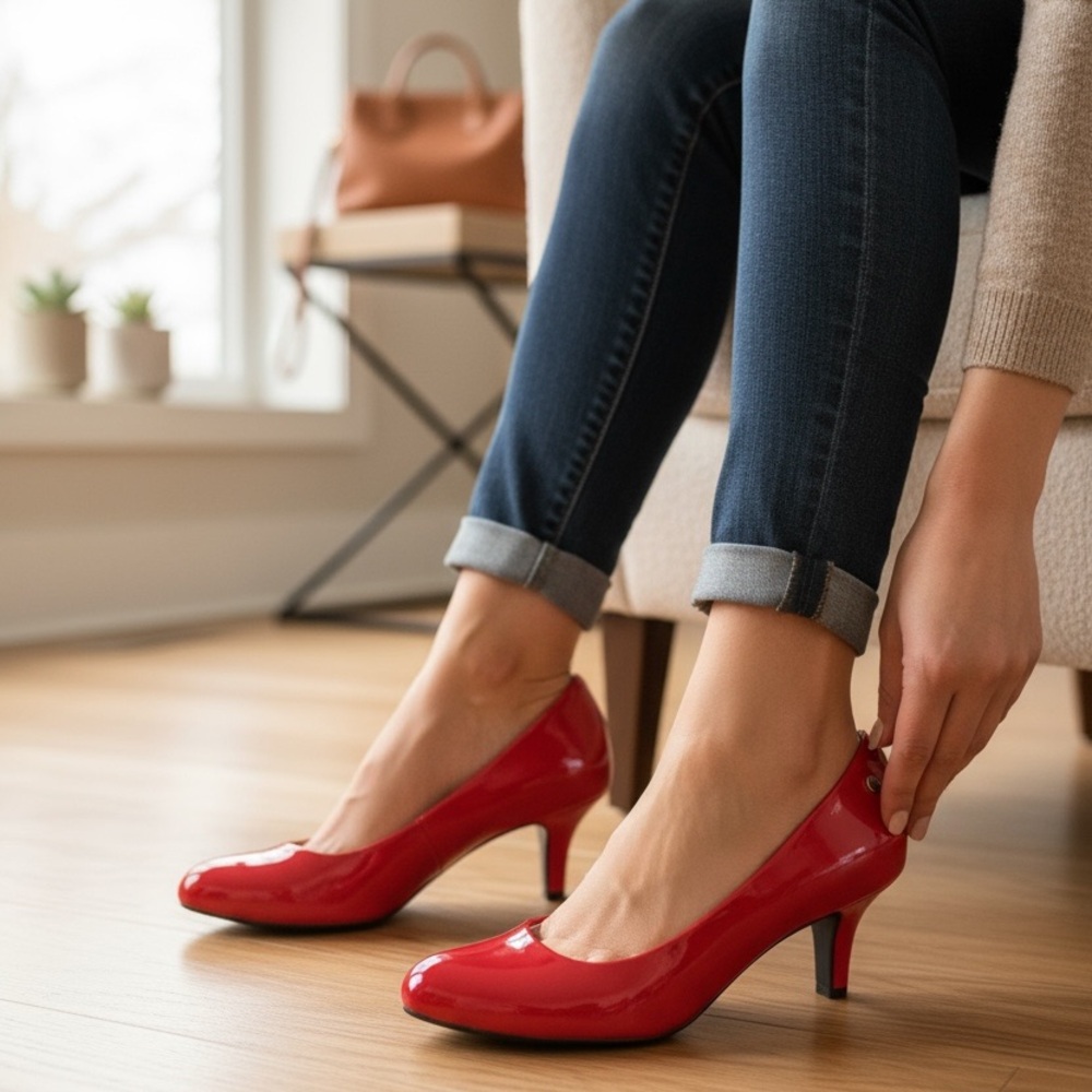 LifeStride Parigi Pump Fire Red Patent Size 8.5 Medium